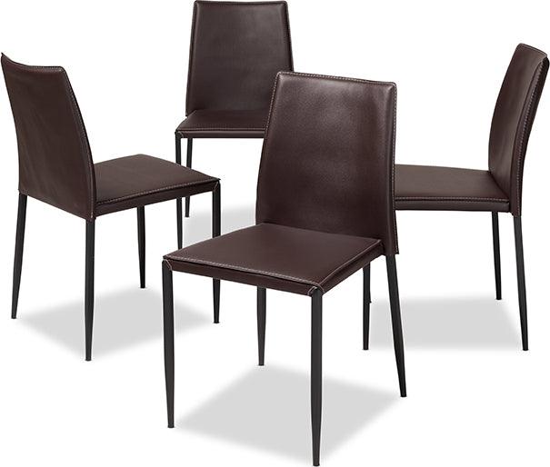 Wholesale Interiors Dining Chairs - Pascha Modern And Contemporary Brown Faux Leather Upholstered Dining Chair (Set Of 4)