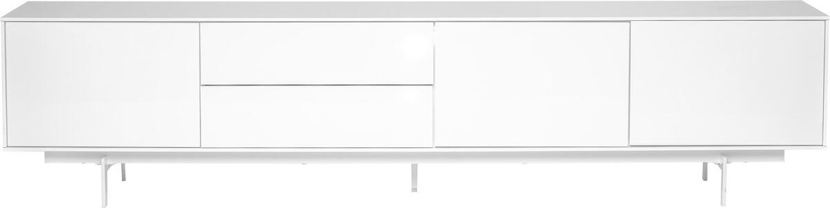 Euro Style TV & Media Units - Birmingham 82" Media Stand in High Gloss White Lacquer with White Steel Base
