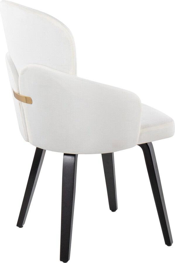 Lumisource Dining Chairs - Dahlia Contemporary Dining Chair In Black Wood & Cream Velvet With Gold Accent (Set of 2)
