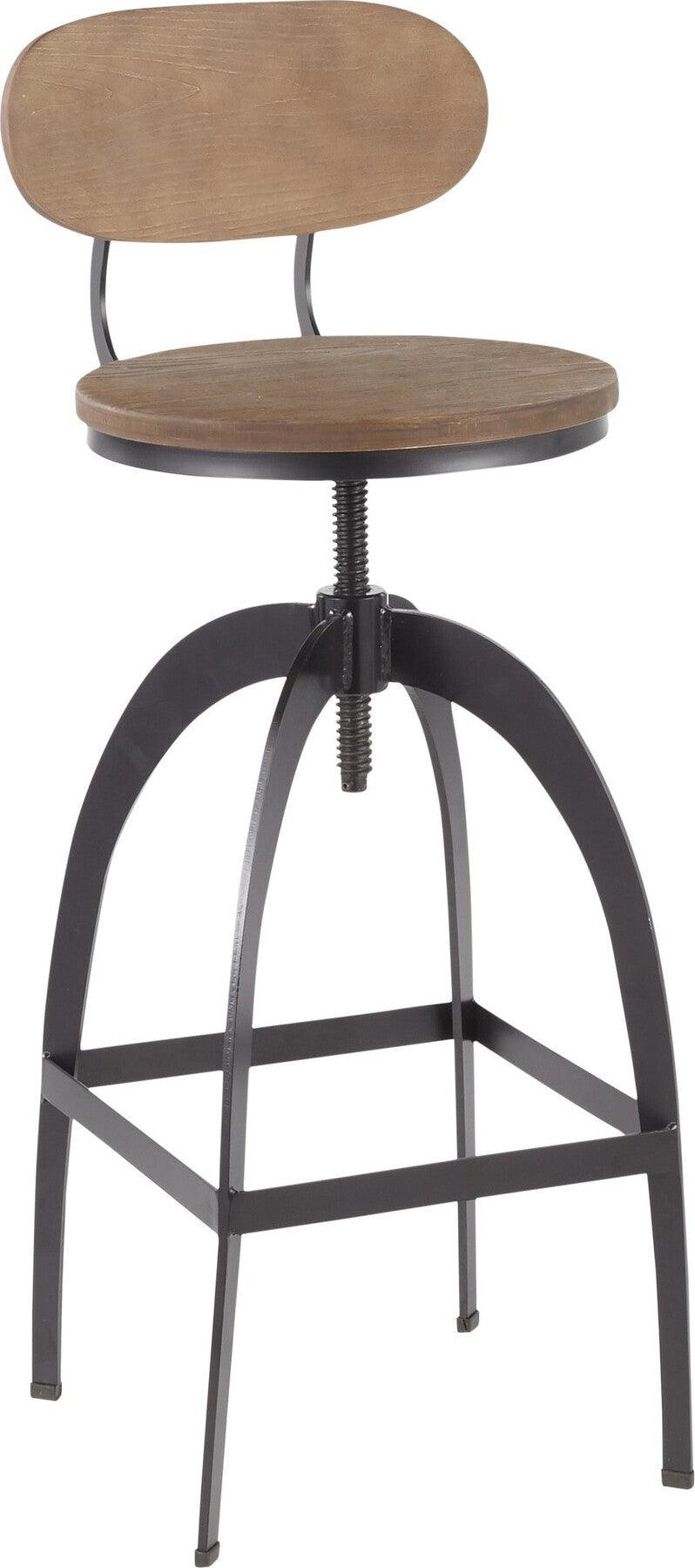 Lumisource Barstools - Dakota Mid-Back Barstool Black & Medium Brown