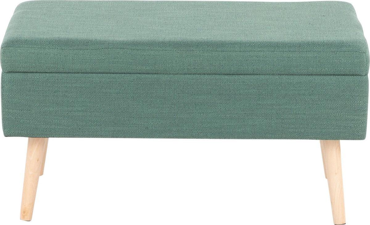 Lumisource Benches - Storage Contemporary Bench in Natural Wood and Green Fabric