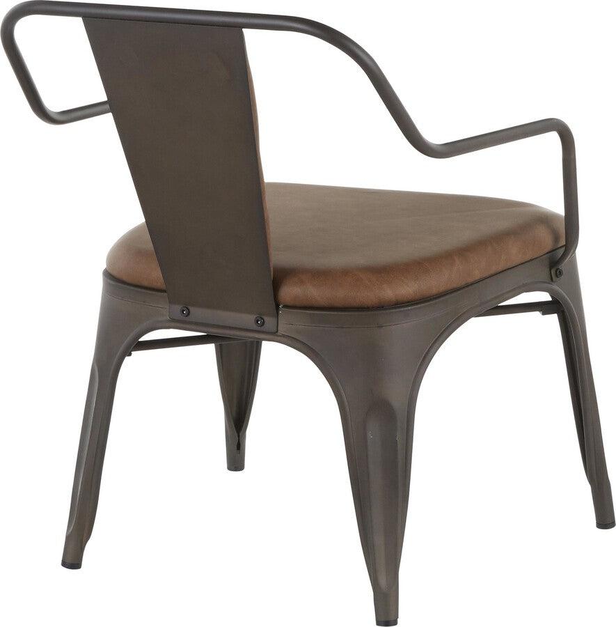 Lumisource Dining Chairs - Oregon Industrial Accent Chair in Antique Metal and Espresso Faux Leather - Set of 2