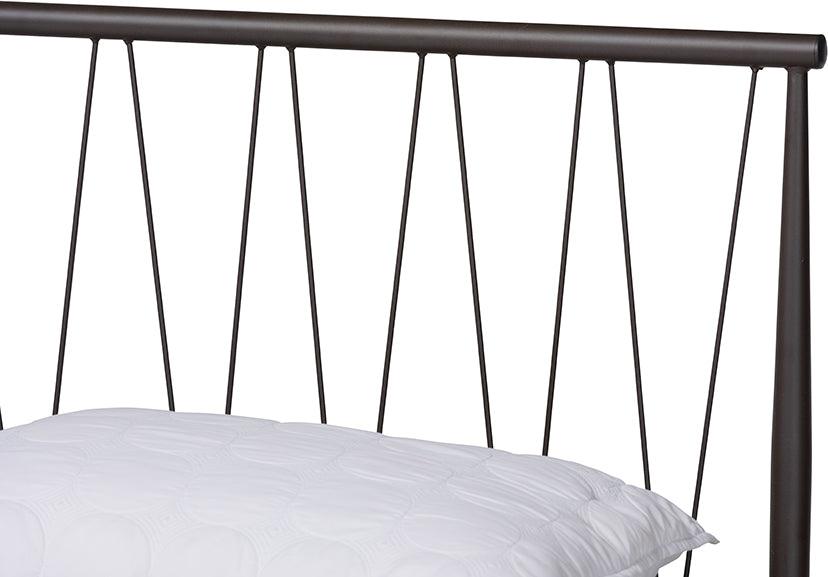 Wholesale Interiors Beds - Samir Modern Industrial Black Finished Metal Queen Size Platform Bed