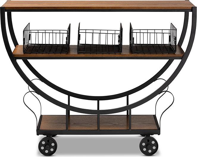Wholesale Interiors Consoles - Frieda Walnut Brown Wood & Black Finished Metal Console Cart