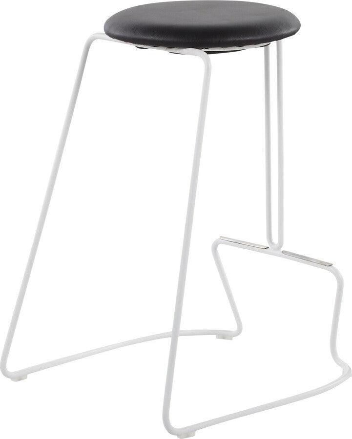 Lumisource Barstools - Finn Contemporary Counter Stool in White Steel and Black Faux Leather - Set of 2