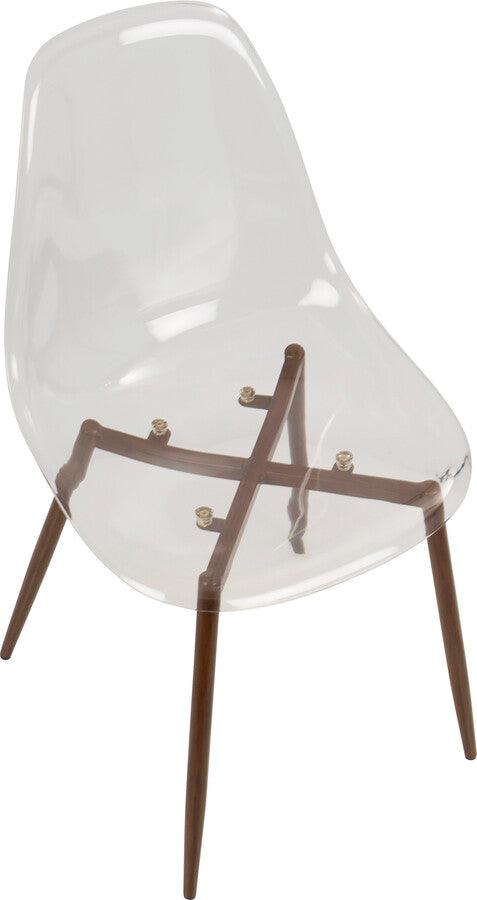 Lumisource Dining Chairs - Clara Mid-Century Modern Dining Chair in Walnut and Clear - Set of 2