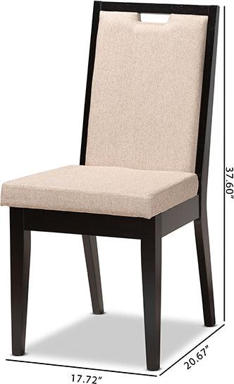 Wholesale Interiors Dining Chairs - Octavia Sand Fabric Upholstered and Dark Brown Finished Wood 2-Piece Dining Chair Set