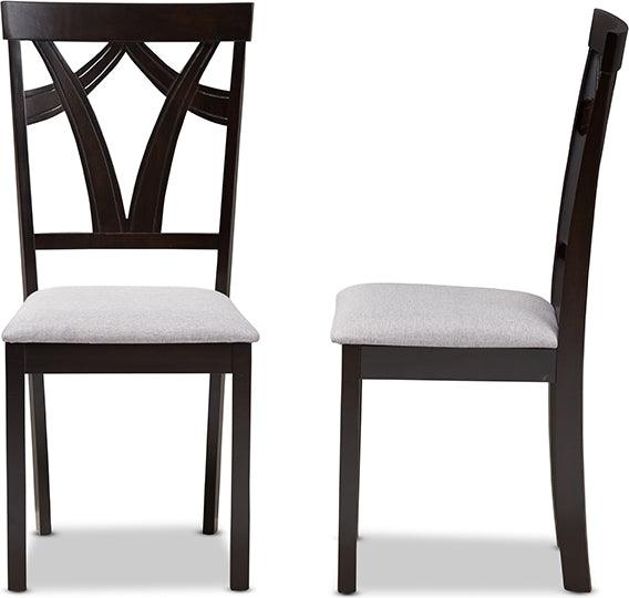 Wholesale Interiors Dining Chairs - Sylvia Modern and Contemporary Grey Fabric Upholstered and Dark Brown Finished Dining
