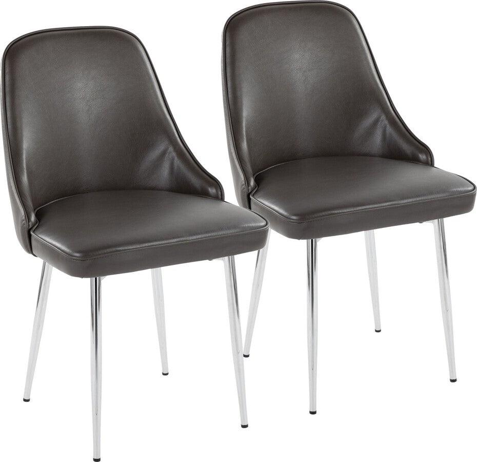 Lumisource Dining Chairs - Marcel Contemporary Dining Chair With Chrome Frame & Grey Faux Leather (Set of 2)