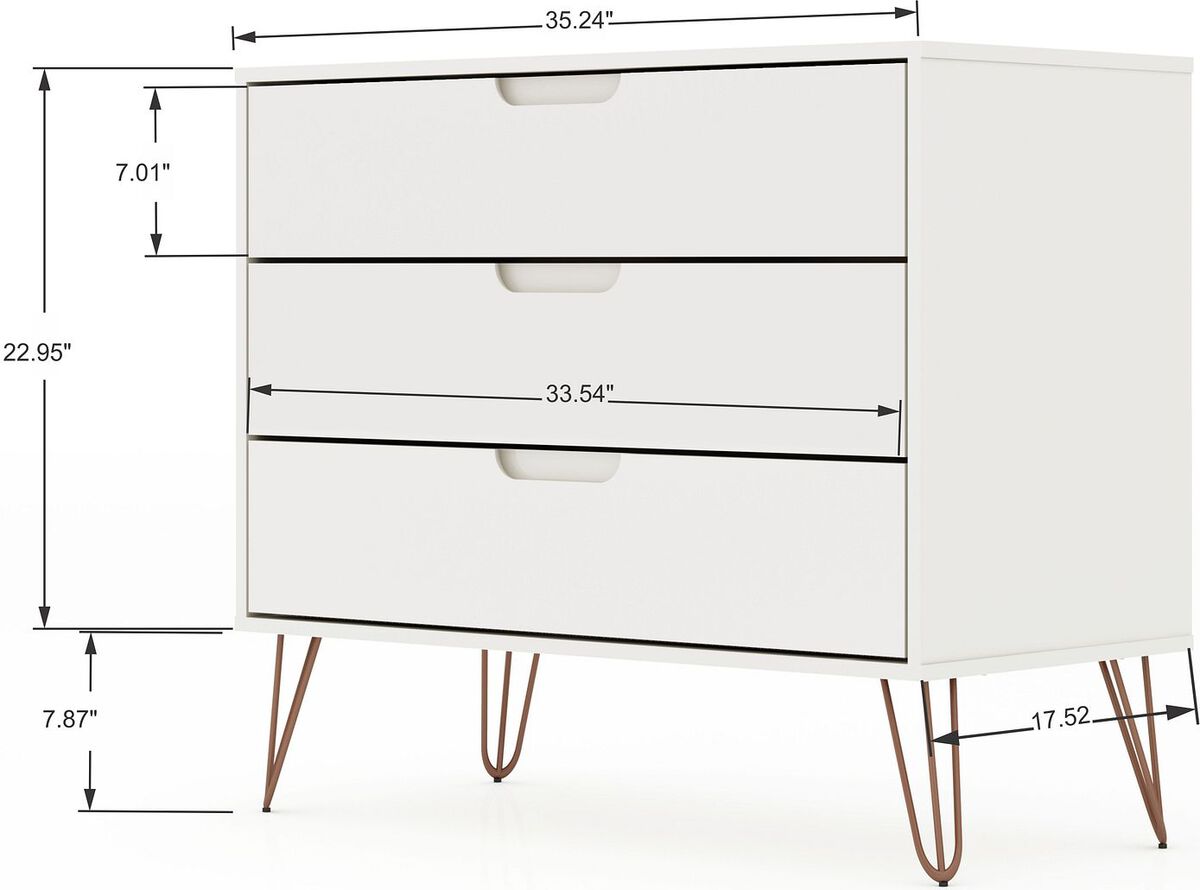 Manhattan Comfort Bedroom Sets - Rockefeller Mic Century- Modern Dresser & Nightstand with Drawers- Set of 2 in Off White