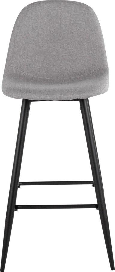 Lumisource Barstools - Pebble Barstool In Black Metal & Light Grey Fabric (Set of 2)