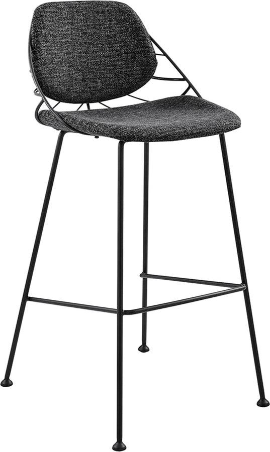 Euro Style Barstools - Linnea-B Bar Stool In Black Fabric with Matte Black Frame and Legs - Set Of 2