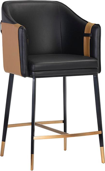 SUNPAN Barstools - Carter Counter Stool - Napa Black / Napa Cognac