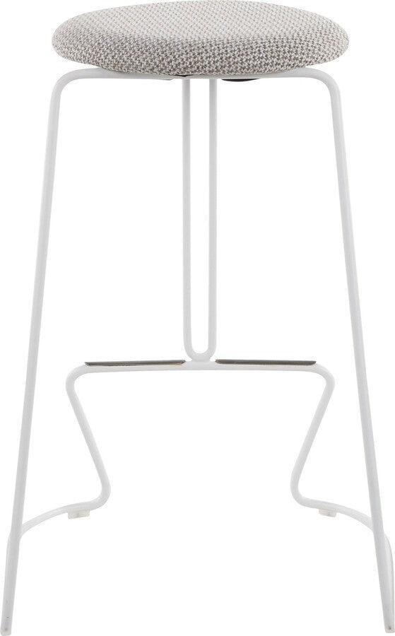 Lumisource Barstools - Finn Contemporary Counter Stool in White Steel and Light Grey Fabric - Set of 2