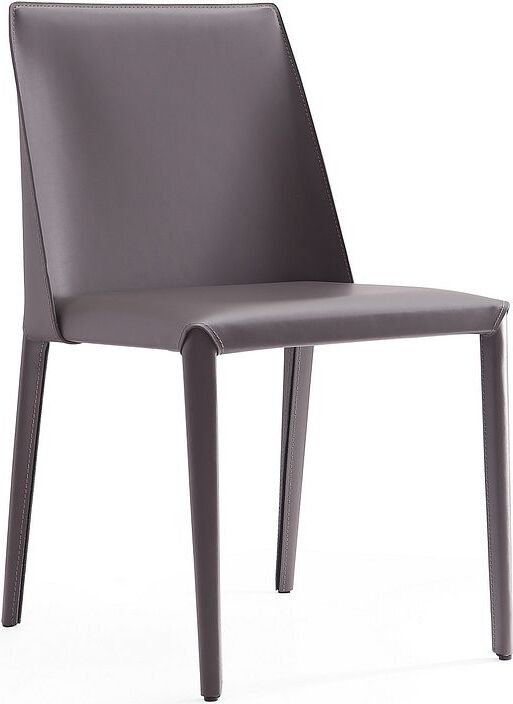 Manhattan Comfort Dining Chairs - Paris Grey Saddle Leather Dining Chair (Set of 4)