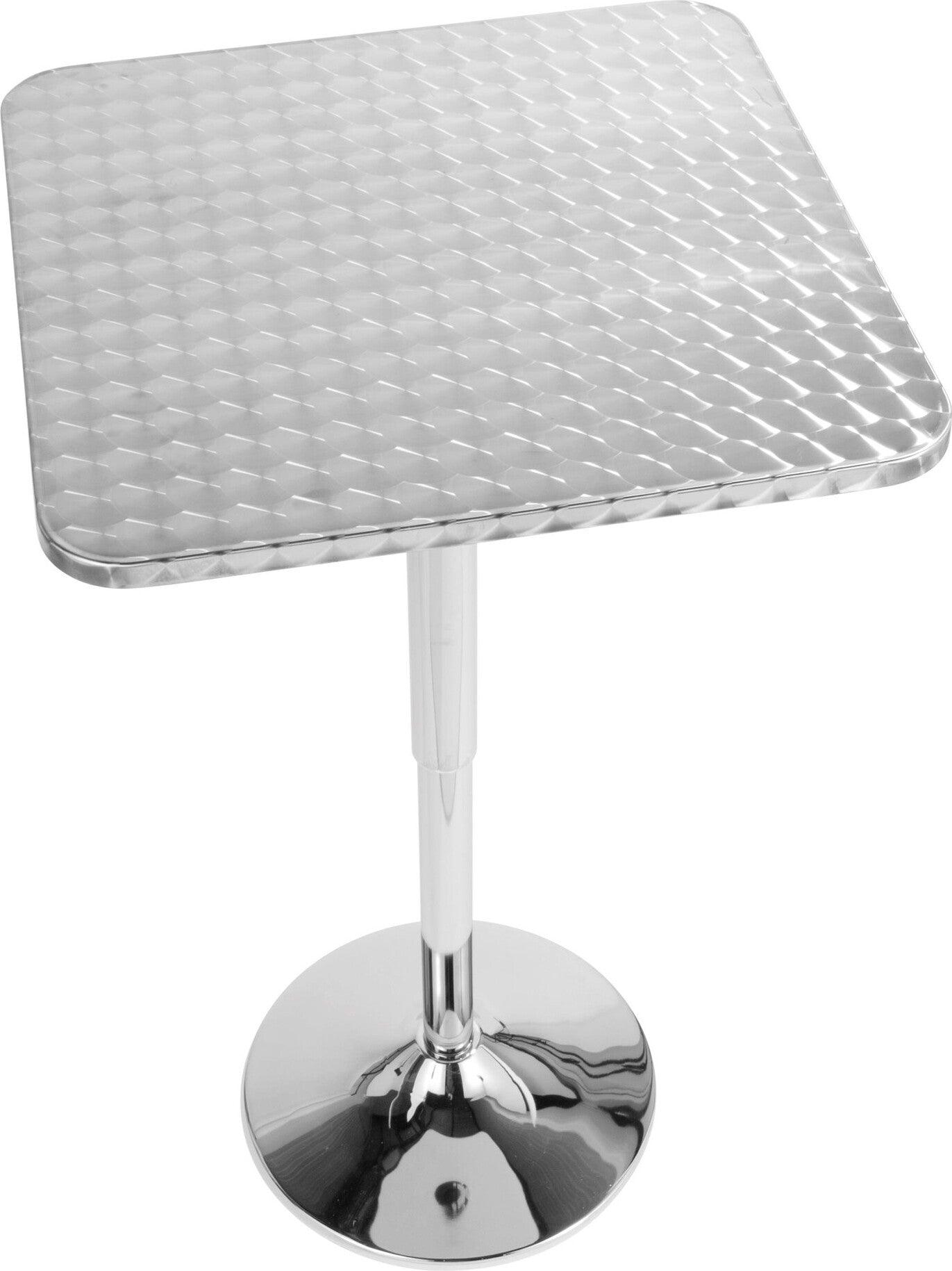 Lumisource Bar Tables - Bistro Contemporary Adjustable Square Bar Table in Silver