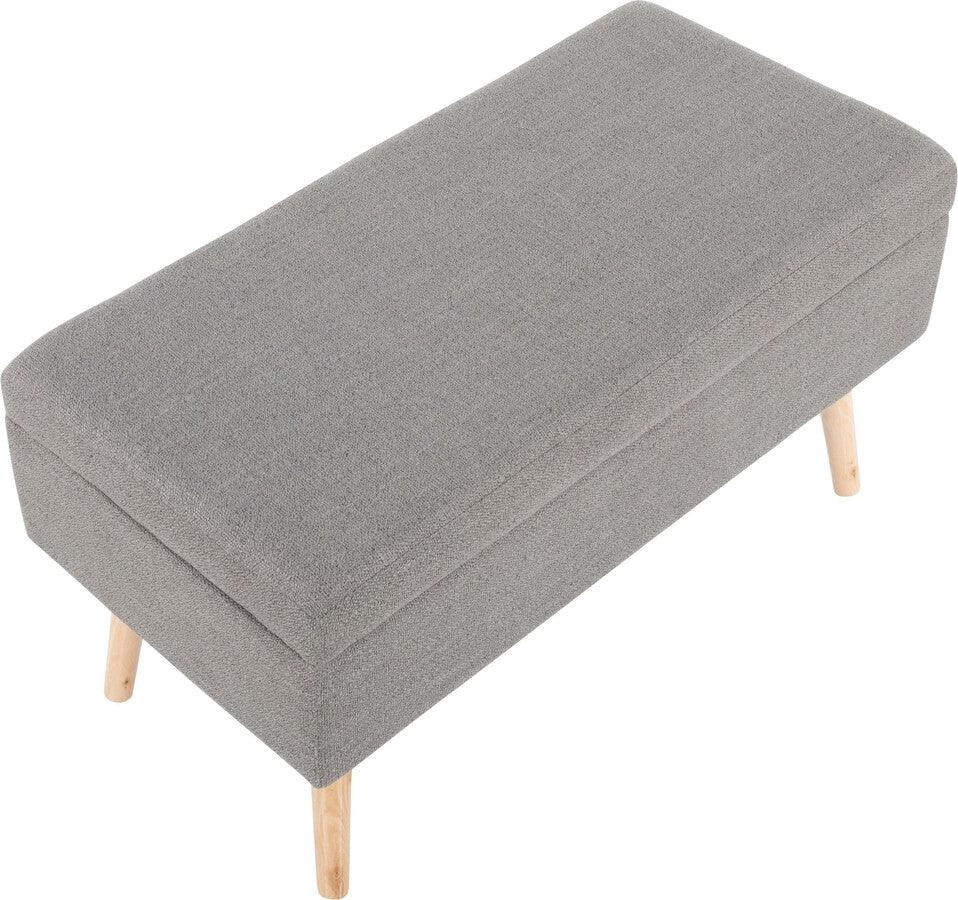 Lumisource Benches - Storage Contemporary Bench in Natural Wood and Grey Fabric