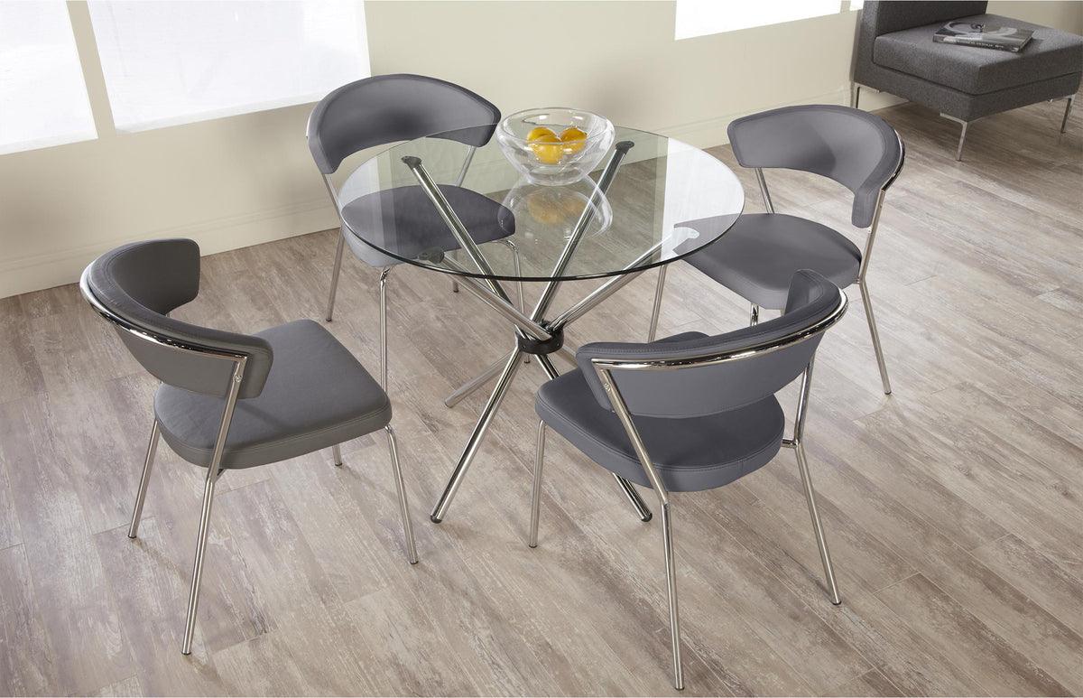 Euro Style Dining Chairs - Draco Dining Chair in Gray with Chrome Legs - Set of 2