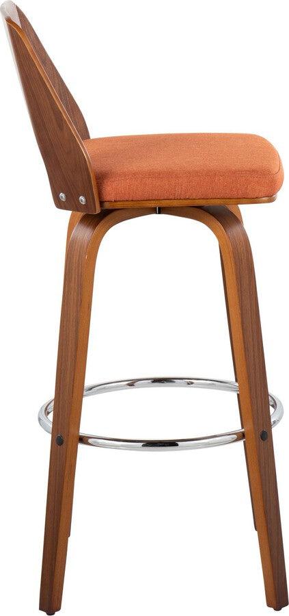 Lumisource Barstools - Trilogy Barstool In Walnut & Orange Fabric (Set of 2)
