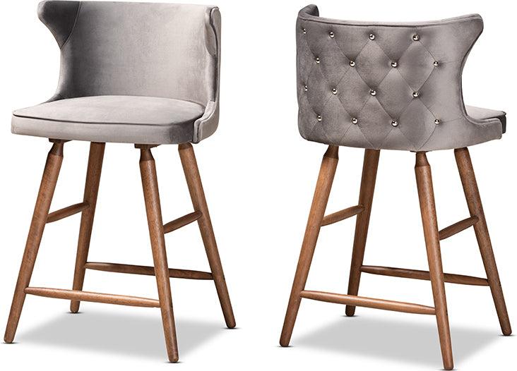 Wholesale Interiors Barstools - Sagira Bar Stool Gray & Walnut Brown