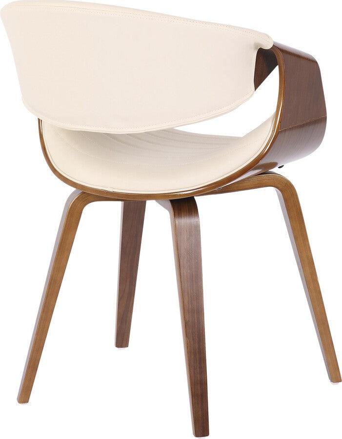 Lumisource Accent Chairs - Symphony Mid-Century Modern Dining/accent Chair in Walnut Wood and Cream Faux Leather