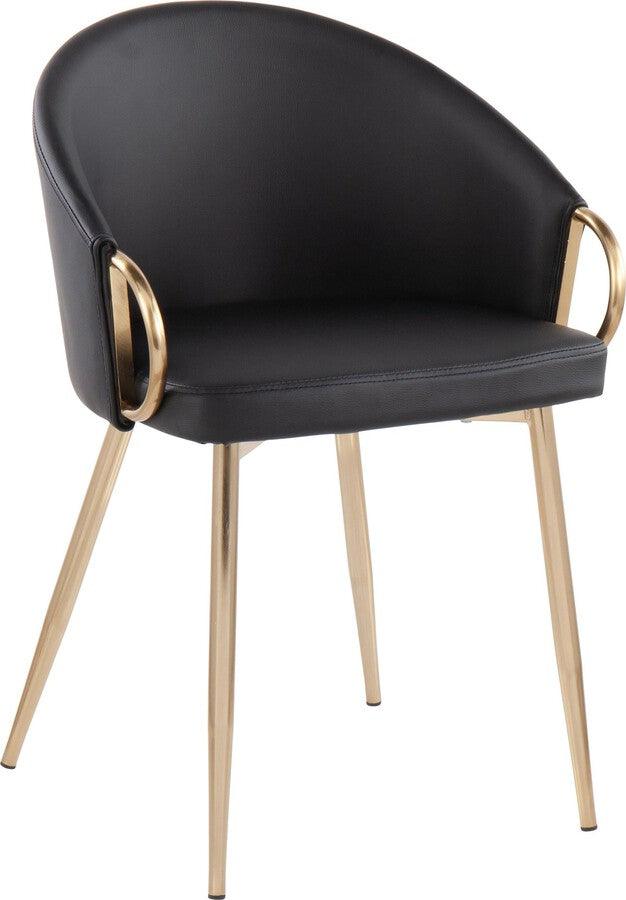 Lumisource Accent Chairs - Claire Contemporary/Glam Chair In Gold Metal & Black Faux Leather (Set of 2)