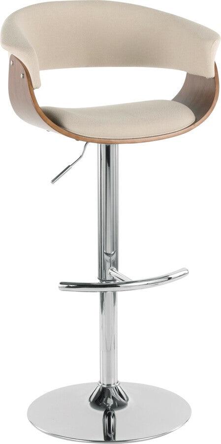 Lumisource Barstools - Vintage Mod Adjustable Barstool With Swivel In Walnut & Cream Fabric (Set of 2)