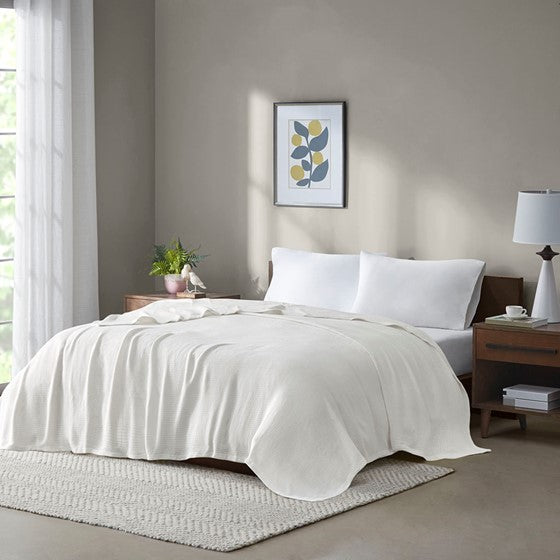 Olliix.com Comforters & Blankets - Cotton Blanket Cream Twin