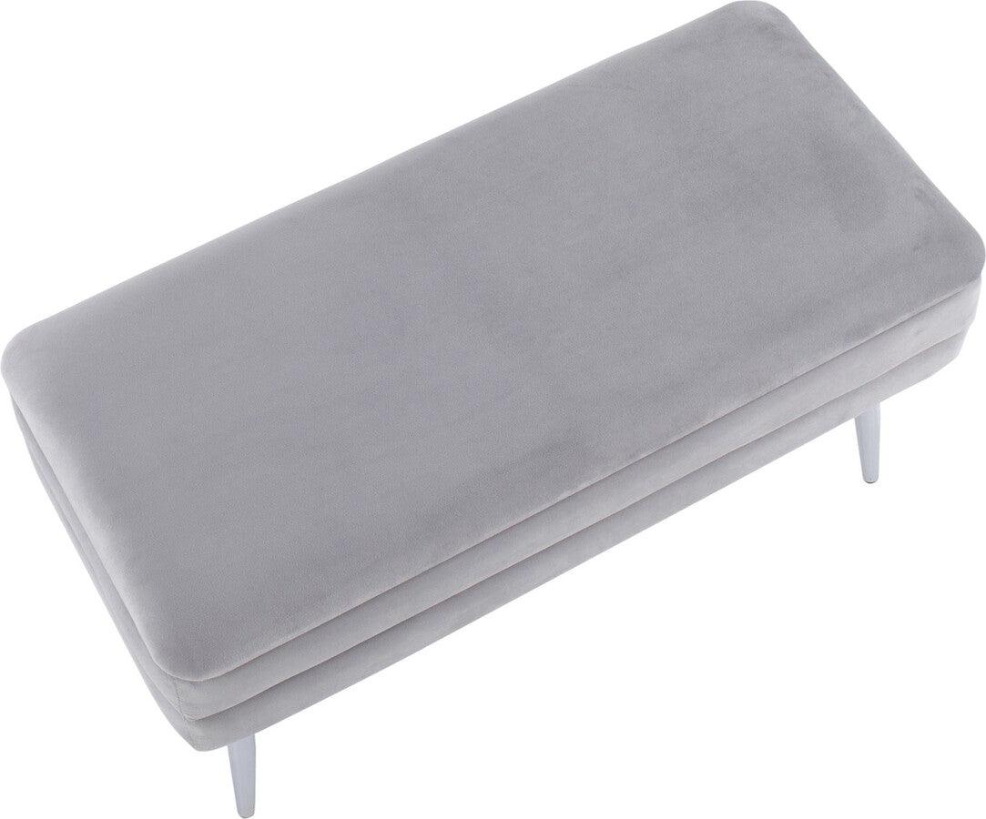 Lumisource Benches - Neapolitan Contemporary/Glam Storage Bench in Chrome & Silver Velvet