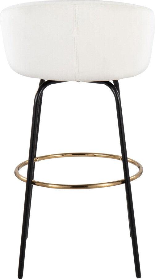 Lumisource Barstools - Claire /Glam Barstool In Black Metal & Cream Velvet With Gold Metal Footrest (Set of 2)