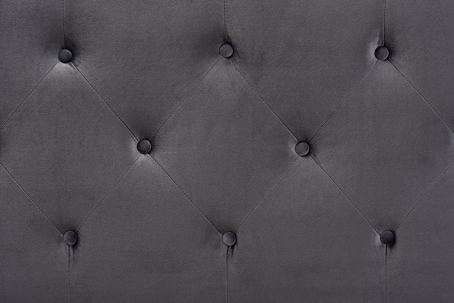 Wholesale Interiors Headboards - Gregory Grey Velvet Fabric Upholstered King Size Headboard