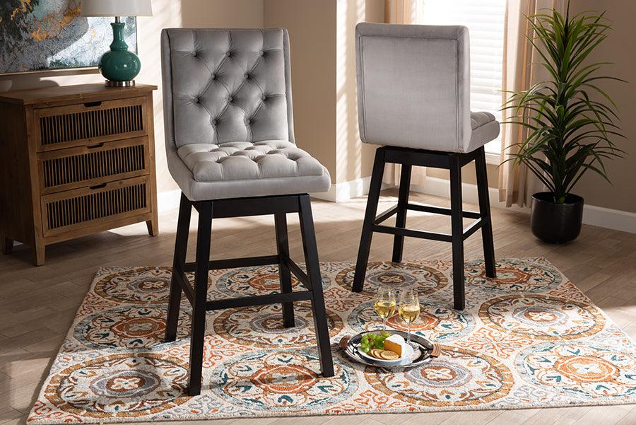 Wholesale Interiors Barstools - Gregory Bar Stool Light Gray & Dark Brown (Set of 2)