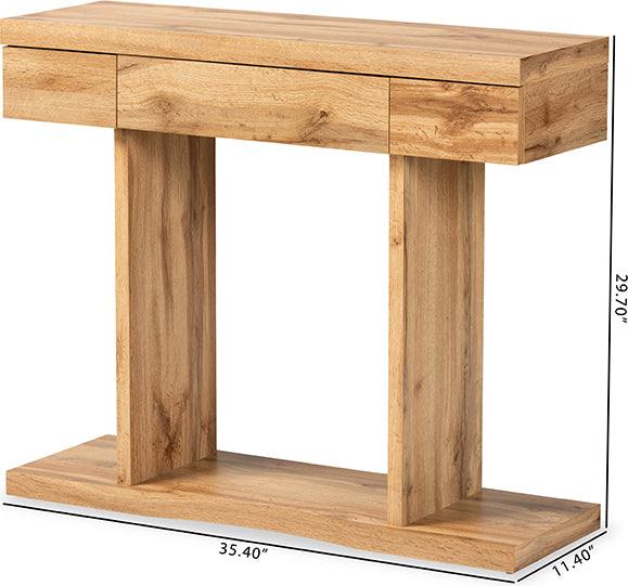 Wholesale Interiors Consoles - Otis Oak Brown Finished Wood 3-Drawer Console Table