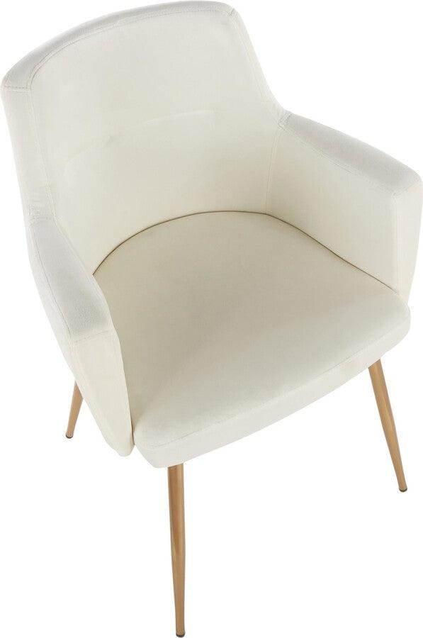 Lumisource Dining Chairs - Andrew Contemporary Dining/Accent Chair in Gold Metal and Cream Velvet - Set of 2