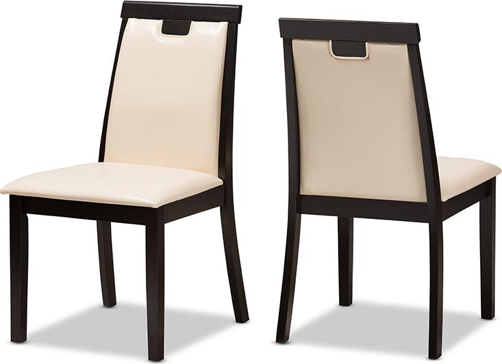 Wholesale Interiors Dining Chairs - Evelyn Modern and Beige Faux Leather Upholstered and Dark Brown Finished Dining Chair (Set of 2)
