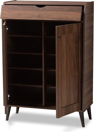 Wholesale Interiors Shoe Storage - Cormier Walnut Brown finished 2-Door Wood Entryway Shoe Storage Cabinet