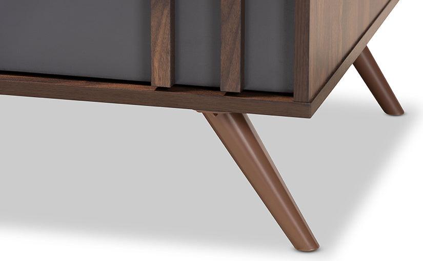 Wholesale Interiors Coffee Tables - Naoki Modern and Contemporary Two-Tone Grey and Walnut Wood 1-Drawer Coffee Table