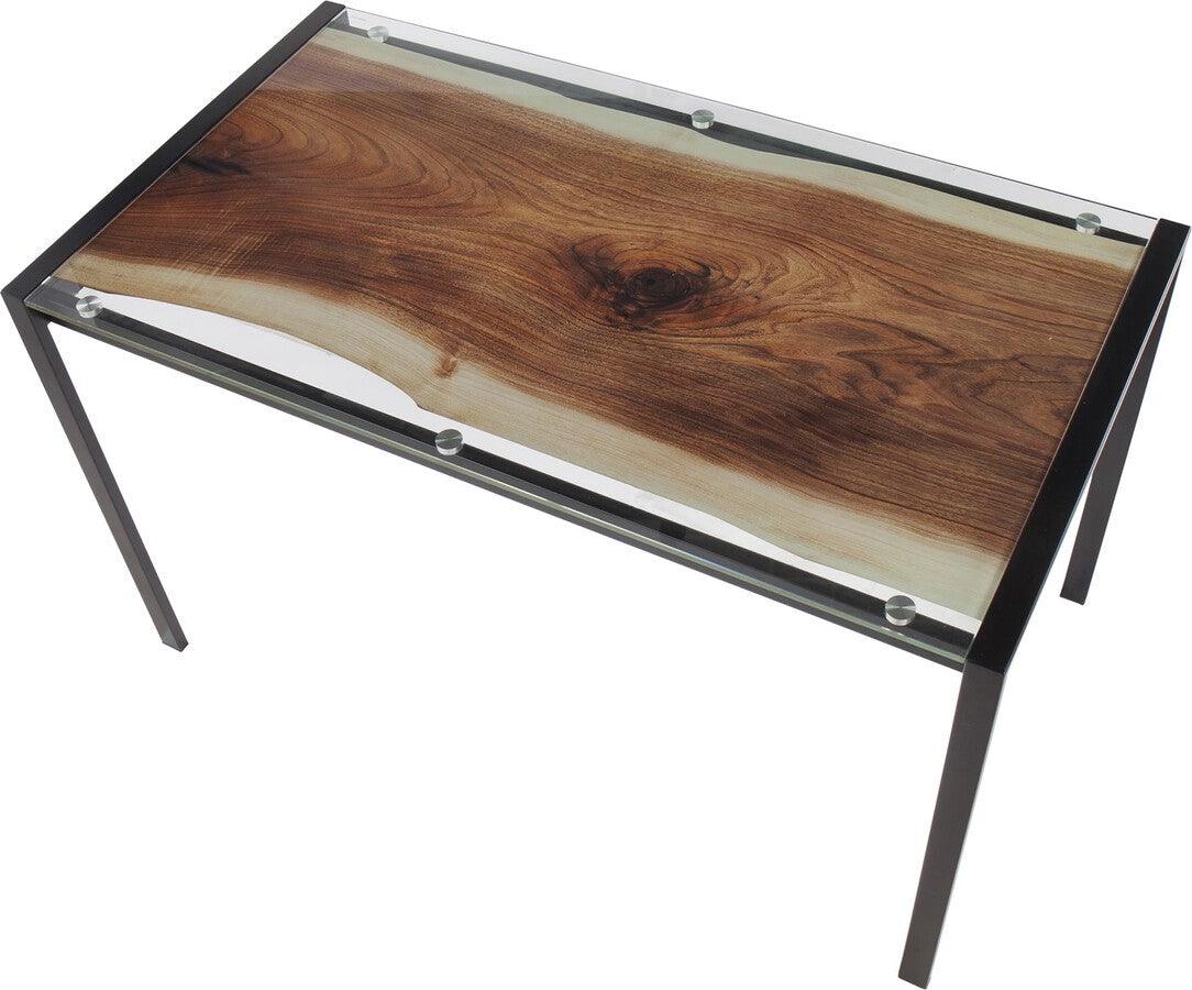 Lumisource Dining Tables - Live Edge Contemporary Table in Black Steel with Printed Glass Top