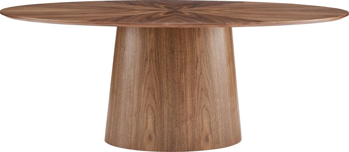 Euro Style Dining Tables - Deodat 79" Oval Dining Table in American Walnut in Star Pattern