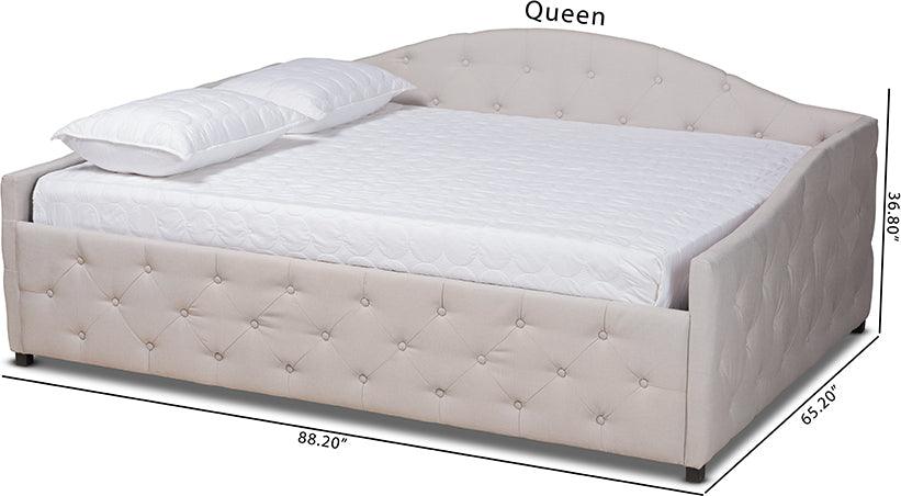 Wholesale Interiors Daybeds - Becker Modern and Contemporary Transitional Beige Fabric Queen Size Daybed