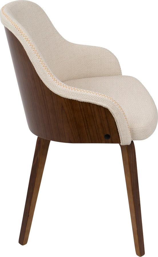 Lumisource Dining Chairs - Bacci Mid-Century Modern Dining/ Accent Chair in Walnut Wood and Cream Fabric
