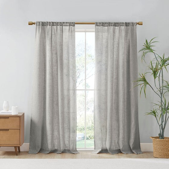 Olliix.com Curtains - Linen Blend Light Filtering Curtain Panel Pair Grey