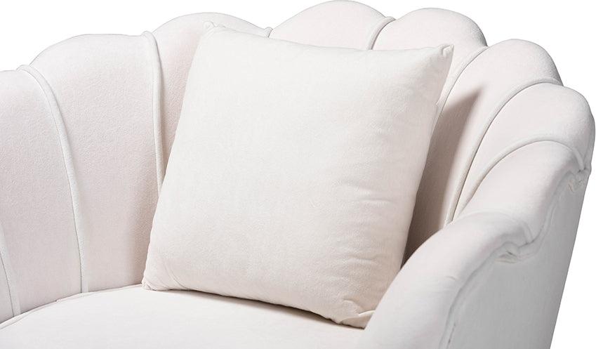 Wholesale Interiors Accent Chairs - Garson Glam and Luxe Beige Velvet Fabric Upholstered and Gold Metal Finished Accent Chair
