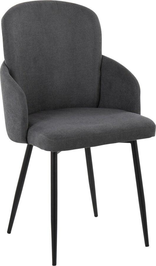Lumisource Dining Chairs - Dahlia Contemporary Dining Chair In Black Metal & Grey Fabric With Chrome Accent (Set of 2)