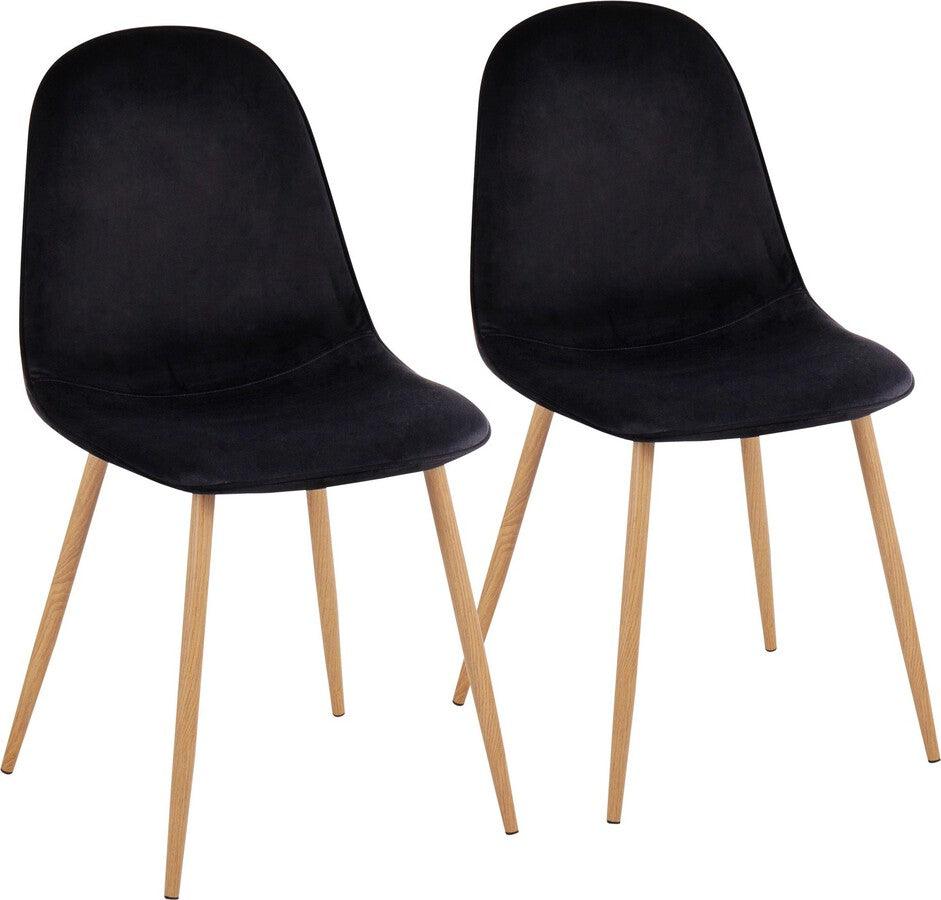 Lumisource Accent Chairs - Pebble Contemporary Chair In Natural Wood Metal & Black Velvet (Set of 2)