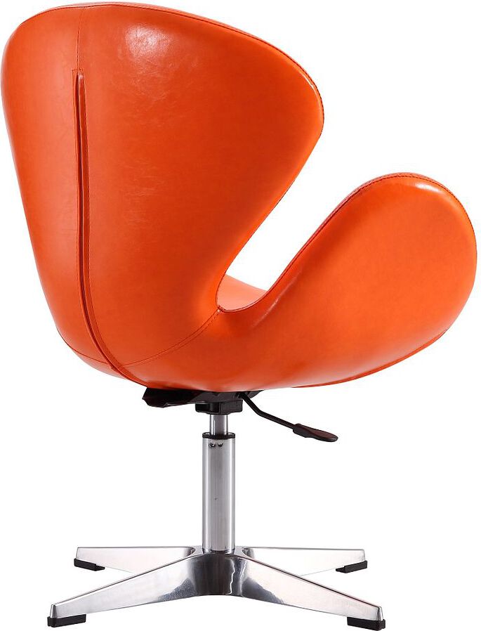 Manhattan Comfort Accent Chairs - Raspberry Tangerine & Polished Chrome Faux Leather Adjustable Swivel Chair