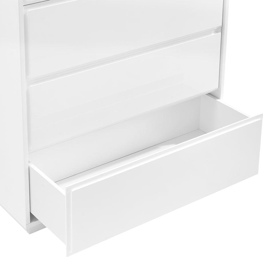 Euro Style Chest of Drawers - Tresero Chest in High Gloss White 47 " H