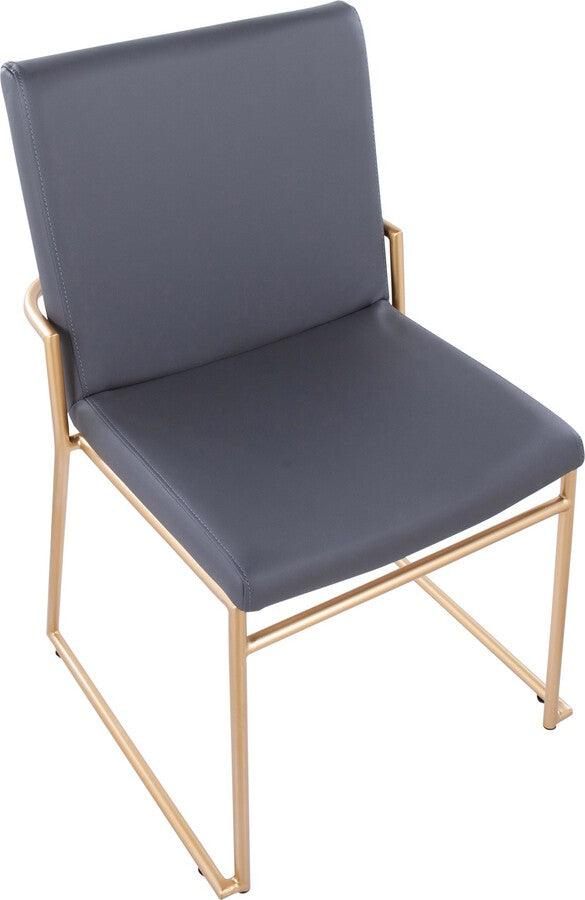 Lumisource Dining Chairs - Dutchess Contemporary Dining Chair In Gold Steel & Grey Faux Leather (Set of 2)