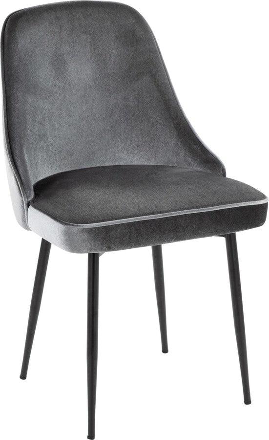 Lumisource Dining Chairs - Marcel Contemporary Dining Chair With Black Frame & Blue Velvet Fabric (Set of 2)
