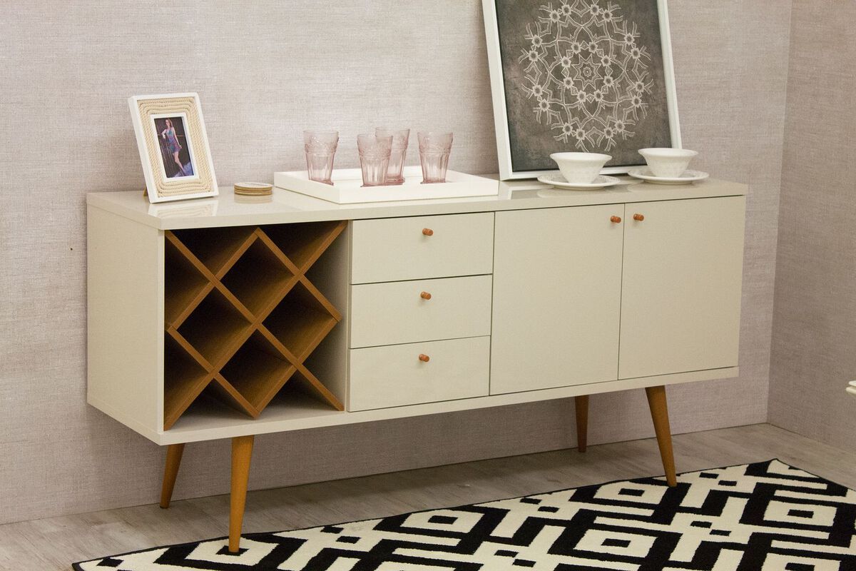 Manhattan Comfort Dressers - Utopia Wide Dresser in Off White and Maple Cream